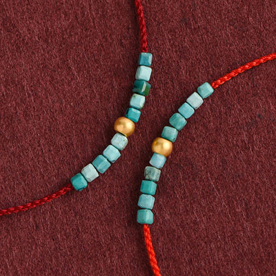 Buddha Stones 999 Gold Beads Turquoise Protection Braided Bracelet Anklet Bracelet Anklet BS 1