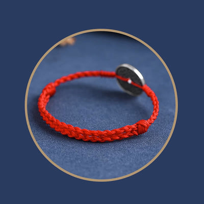 Buddha Stones 925 Sterling Silver Coin Protection Braided Bracelet Anklet Bracelet Anklet BS 12
