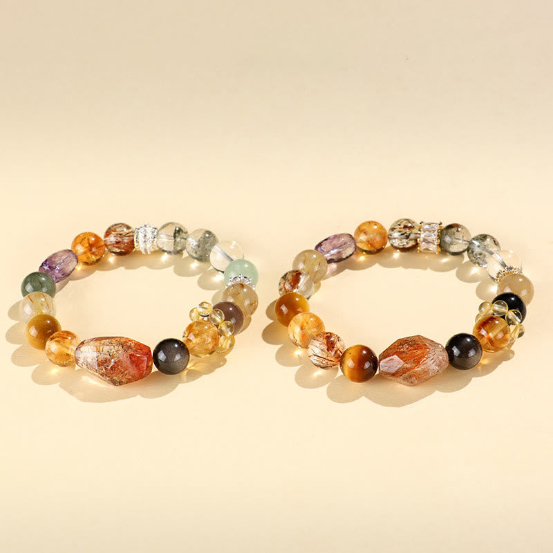 Buddha Stones Super Seven Crystal Topaz Obsidian Tiger Eye Positivity Bracelet Bracelet BS 14