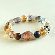 Bracelet de positivité Foviel Super Seven, cristal, topaze, obsidienne et œil-de-tigre