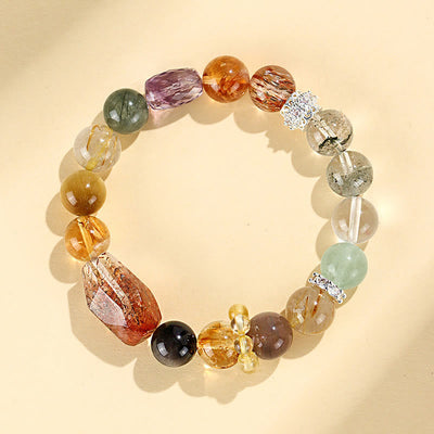 Buddha Stones Super Seven Crystal Topaz Obsidian Tiger Eye Positivity Bracelet Bracelet BS 9