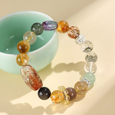 Buddha Stones Super Seven Crystal Topaz Obsidian Tiger Eye Positivity Bracelet Bracelet BS 10