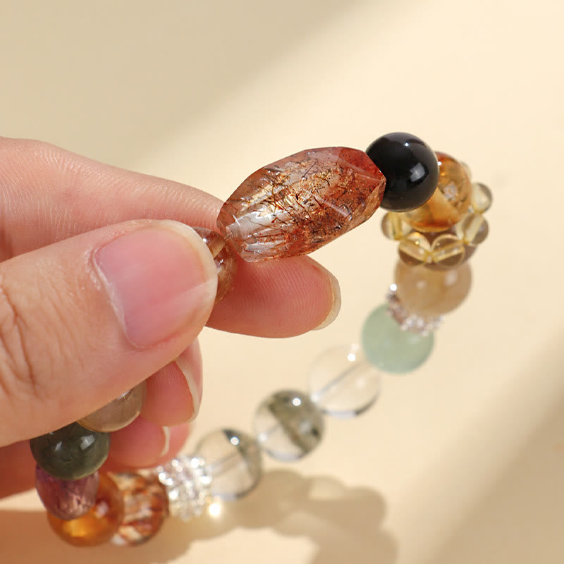 Buddha Stones Super Seven Crystal Topaz Obsidian Tiger Eye Positivity Bracelet Bracelet BS 12