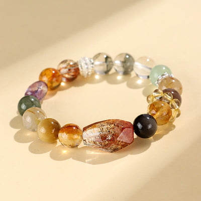 Buddha Stones Super Seven Crystal Topaz Obsidian Tiger Eye Positivity Bracelet Bracelet BS 2