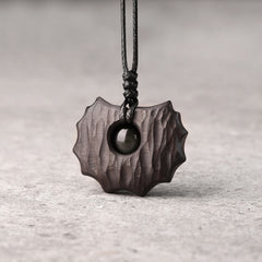 Buddha Stones Ebony Wood Obsidian Irregular Shape Peace Calm Necklace Pendant Necklaces & Pendants BS Ebony Wood Obsidian (Irregular)