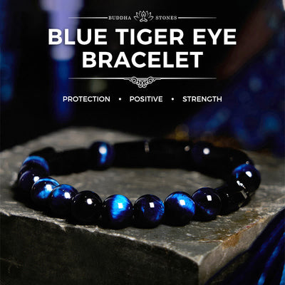 Foviel Blue Tiger Eye Black Tourmaline Strength Bracelet
