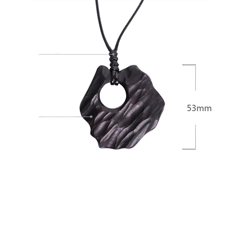 Buddha Stones Ebony Wood Hollow Irregular Shape Peace Balance Necklace Pendant Necklaces & Pendants BS 4