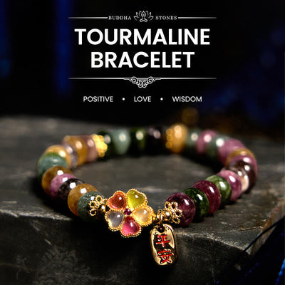 Buddha Stones "Wishing You Joy in Every Color" Tourmaline Jade Bracelet Includes Gift Message Card - image 1