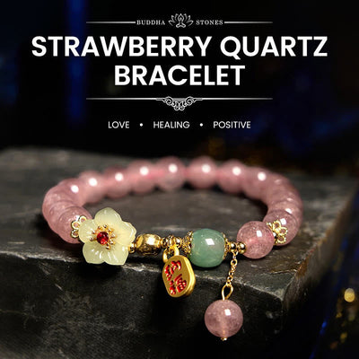 Foviel Natürliche Erdbeerquarz Blossom Fu Charakter Positivität spirituell Armband