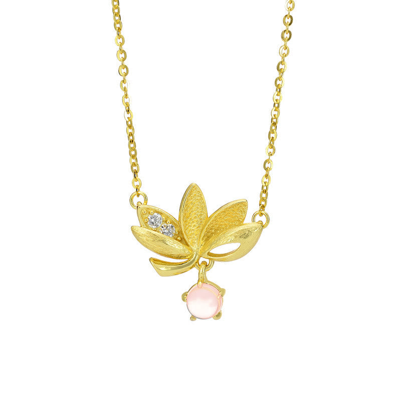 Buddha Stones 925 Sterling Silver Lotus Keep away evil spirits Necklace Pendant Necklaces & Pendants BS 925 Sterling Silver 18K Gold Plated Lotus