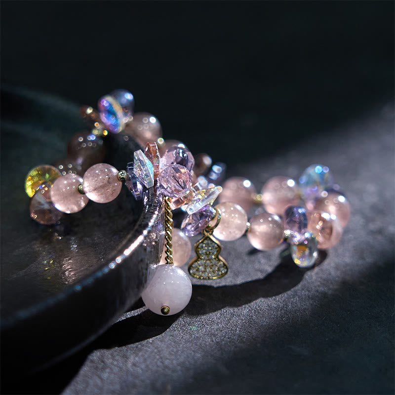 Foviel Strawberry Quartz Crystal Gourd Positive Bracelet