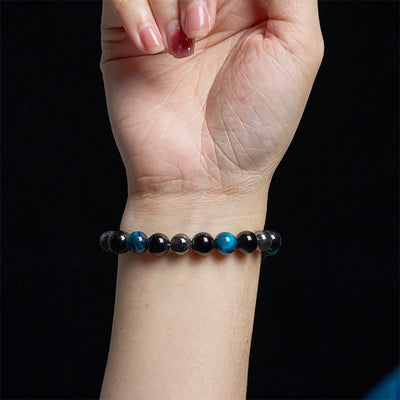 Bracelet Foviel puissant et positif en œil de tigre, obsidienne et hématite