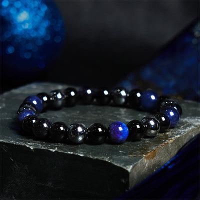 Foviel Natural Tiger's Eye Obsidian Hematite Positive Powerful Bracelet