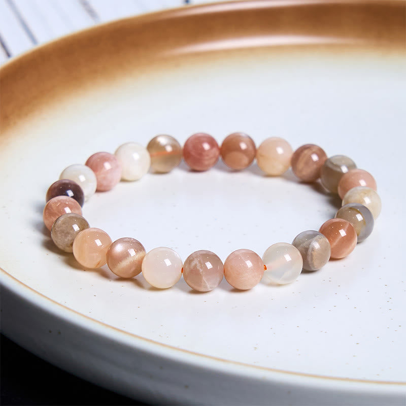 Foviel Pfirsich-Mondstein spirituell Armband