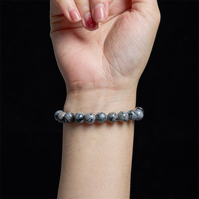 Foviel Schneeflocke Obsidian Balance Armband