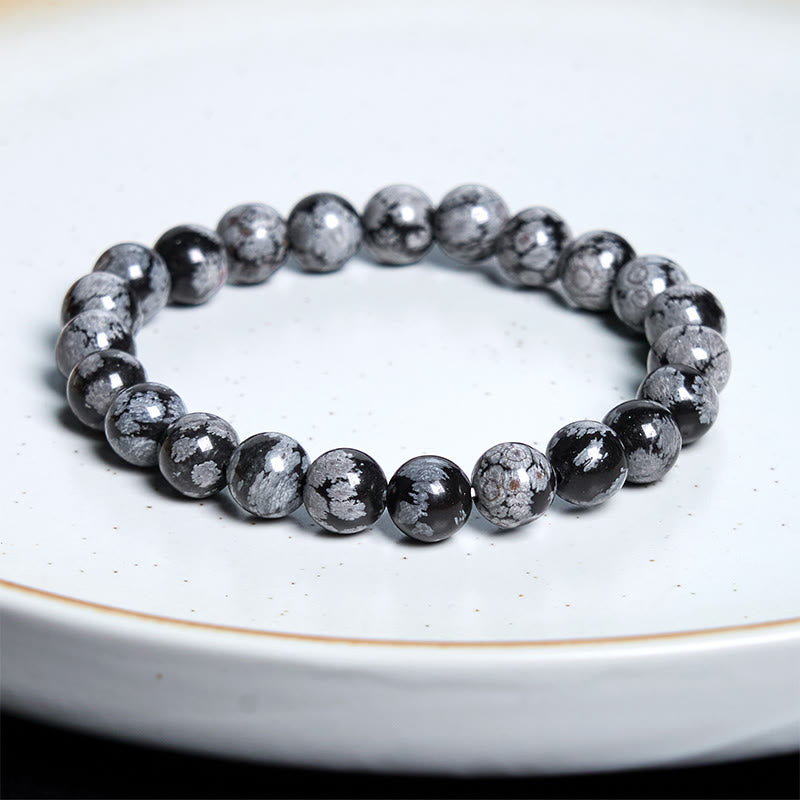 Foviel Schneeflocke Obsidian Balance Armband