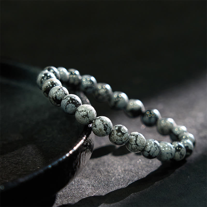 Foviel Schneeflocke Obsidian Balance Armband