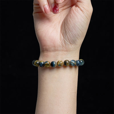 Foviel Gelb Blau Tiger Augen Mut Armband
