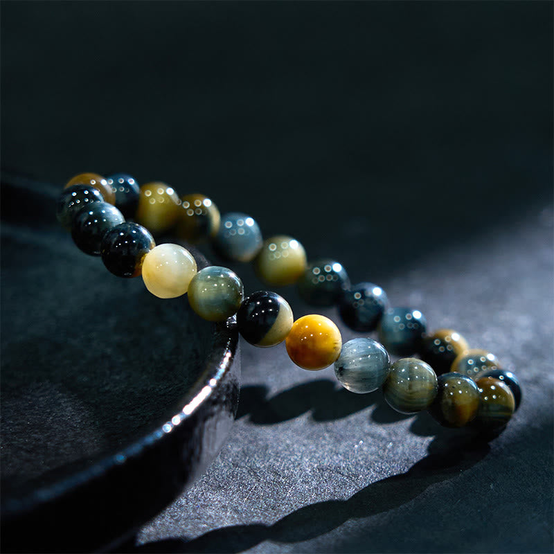 Foviel Gelb Blau Tiger Augen Mut Armband