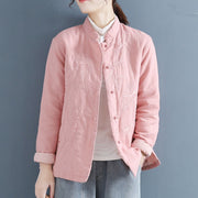Foviel Retro Flower Design Thermal Long Sleeve Cotton Linen Women's Shirt