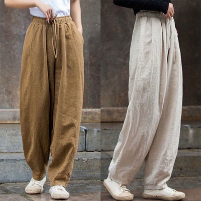 Buddha Stones Plain Design Cotton Women's Pants - image 1