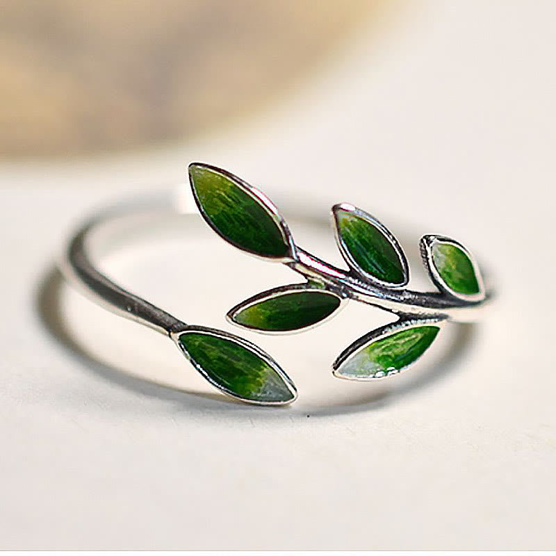 Buddha Stone Leaves Copper Wealth Adjustable Ring Ring BS 1
