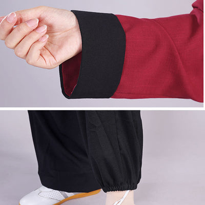 Buddha Stones 2Pcs Fall Winter Frog-Button Tai Chi Meditation Qigong Zen Practice Unisex Cotton Linen Clothing Set - image 9