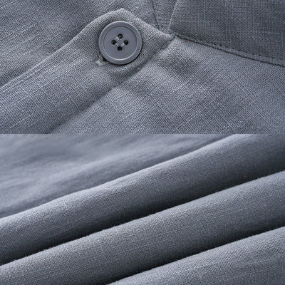 Buddha Stones Winter Men's Frog-Button Tang Suit Linen Cotton Fleece Lined Jacket Shirt With Pockets - image 5