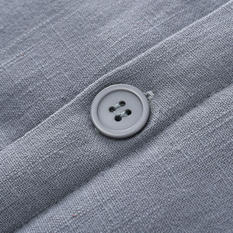 Buddha Stones Winter Men's Frog-Button Tang Suit Linen Cotton Fleece Lined Jacket Shirt With Pockets - image 6