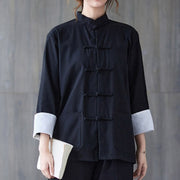 Foviel Women's Frog-Button Long Sleeve Shirt Pants Meditation Clothing
