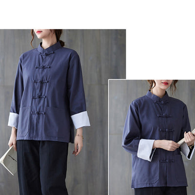 Buddha Stones Women's Frog-Button Long Sleeve Shirt Pants Meditation Clothing - image 18