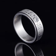 Foviel Bagua Yin Yang Chinese Characters Titanium Steel Balance Rotatable Ring