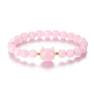Foviel M. Amethyst Grüne Aventurin Rose QuartzForite Cat Kopf Balance Glück Armband
