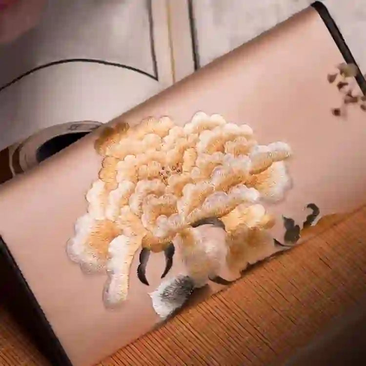 Sac à main portefeuille long de shopping Foviel Peony Flower Su Embroidery Journey