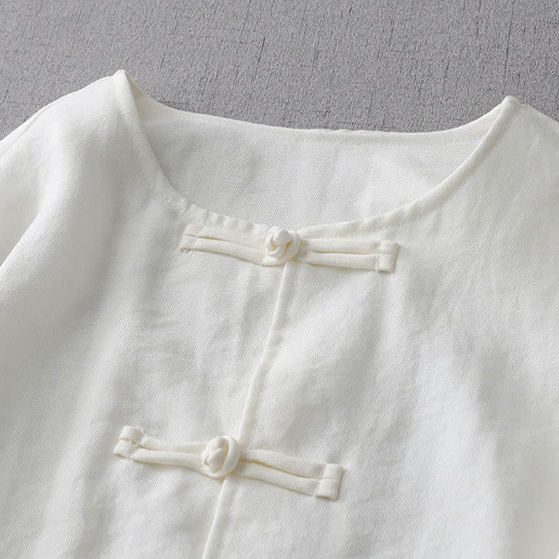 Buddha Stones Solid Color Button Long Sleeve Women's Shirt - image 3