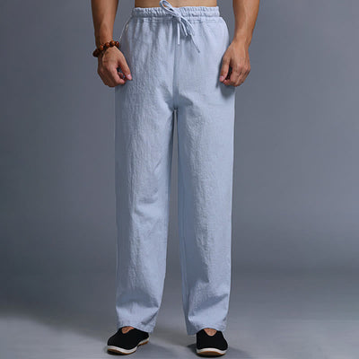 Buddha Stones Casual Plain Color Drawstring Linen Men's Pants With Pockets - LightSteelBlue - US/UK/AU38，EU48 (XL) - image 31