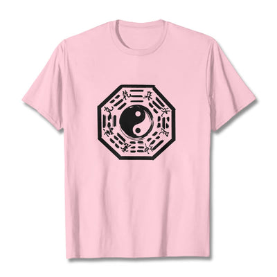 Buddha Stones Ba Gua Pattern Cotton Tee T-shirt T-Shirts BS LightPink 2XL
