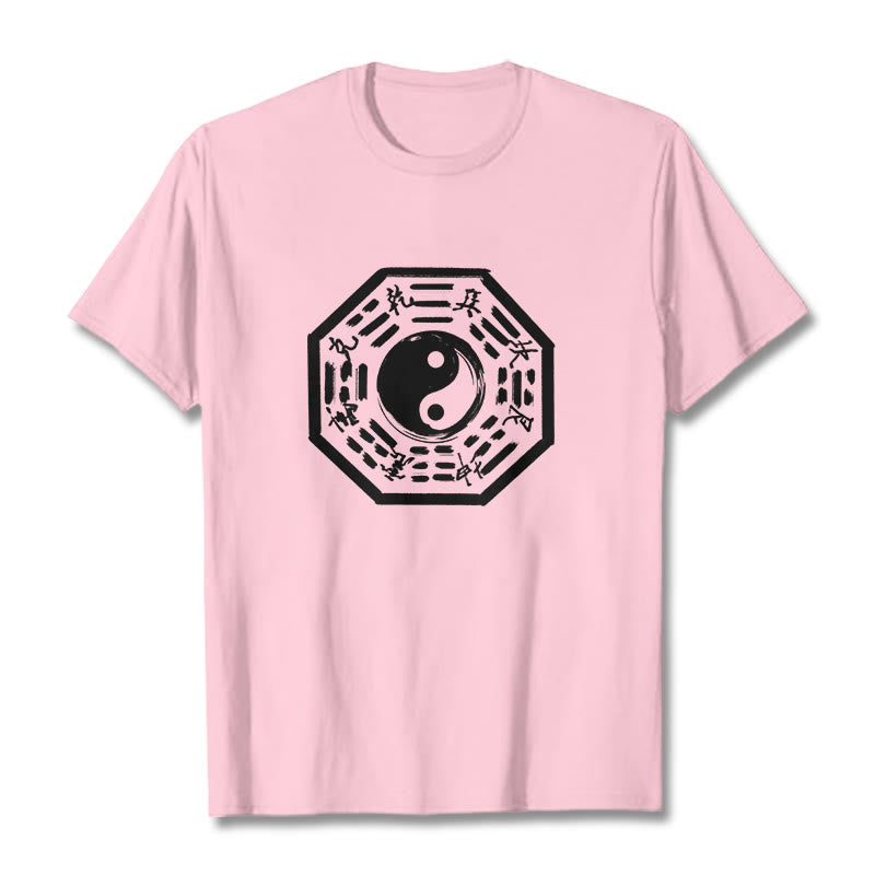 Buddha Stones Ba Gua Pattern Cotton Tee T-shirt T-Shirts BS LightPink 2XL