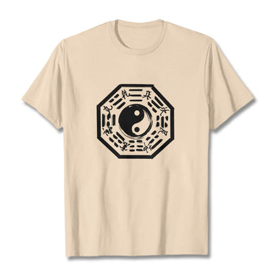 Buddha Stones Ba Gua Pattern Cotton Tee T-shirt T-Shirts BS Bisque 2XL