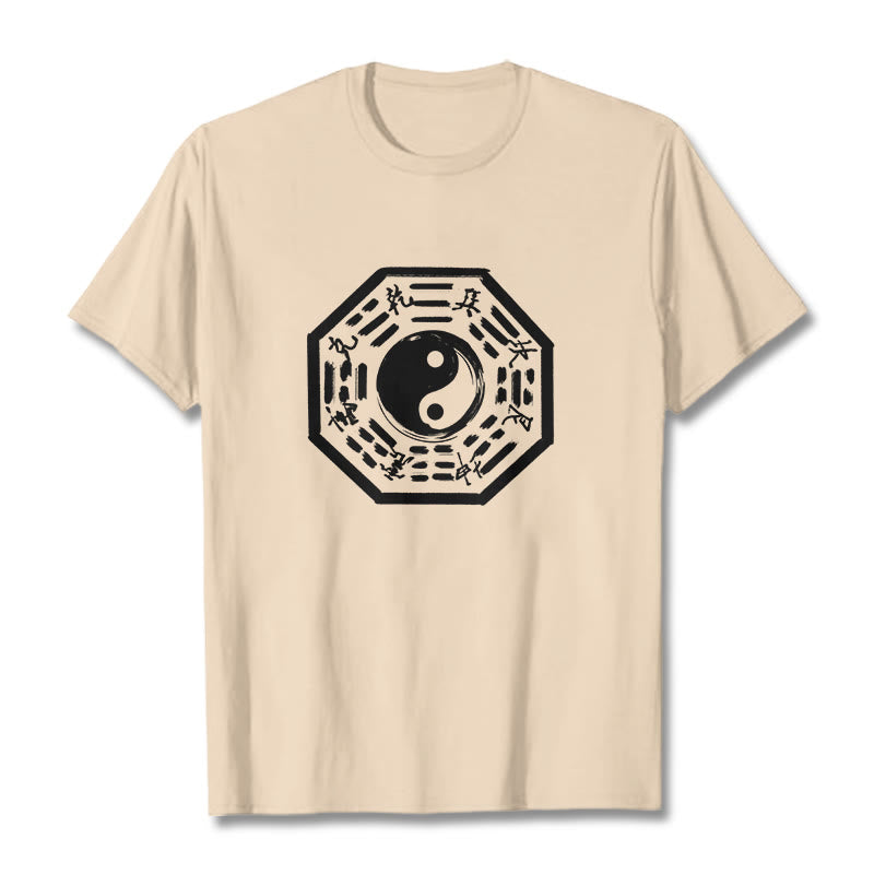 Buddha Stones Ba Gua Pattern Cotton Tee T-shirt T-Shirts BS Bisque 2XL