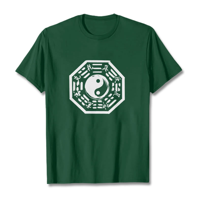 Buddha Stones Ba Gua Pattern Cotton Tee T-shirt T-Shirts BS ForestGreen 2XL