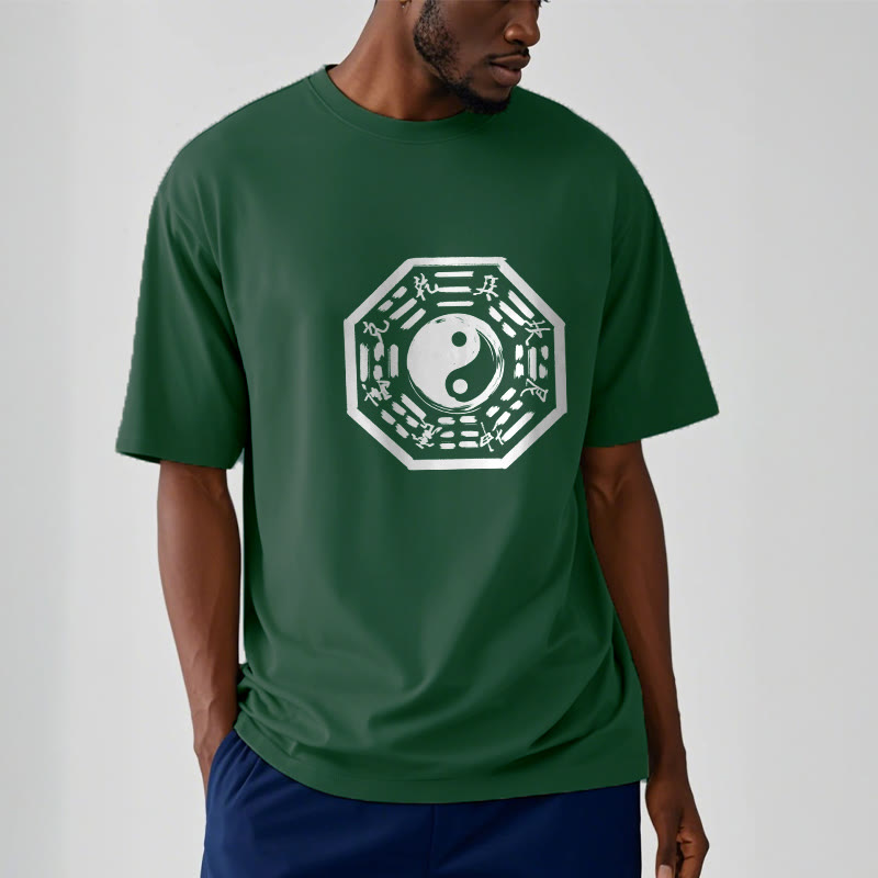 Buddha Stones Ba Gua Pattern Cotton Tee T-shirt T-Shirts BS 9
