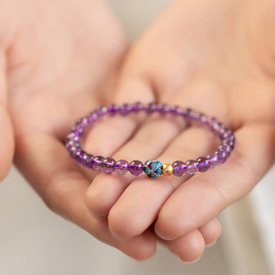 Buddha Stones Natural Amethyst Lotus Spiritual Awareness Bracelet Bracelet BS 2