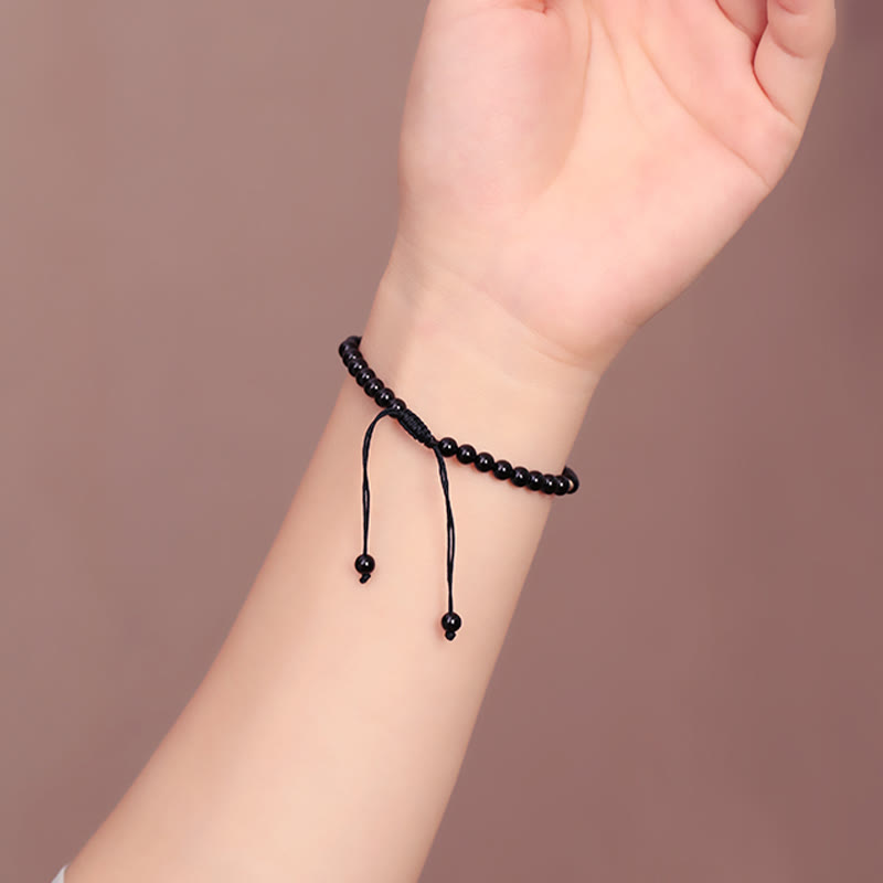 Buddha Stones Small Black Obsidian Beads Fulfillment Rope Bracelet Bracelet BS 6