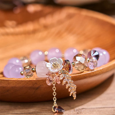 Foviel Blue Crystal Amethyst Sun Stone Green Aventurine Healing Bracelet