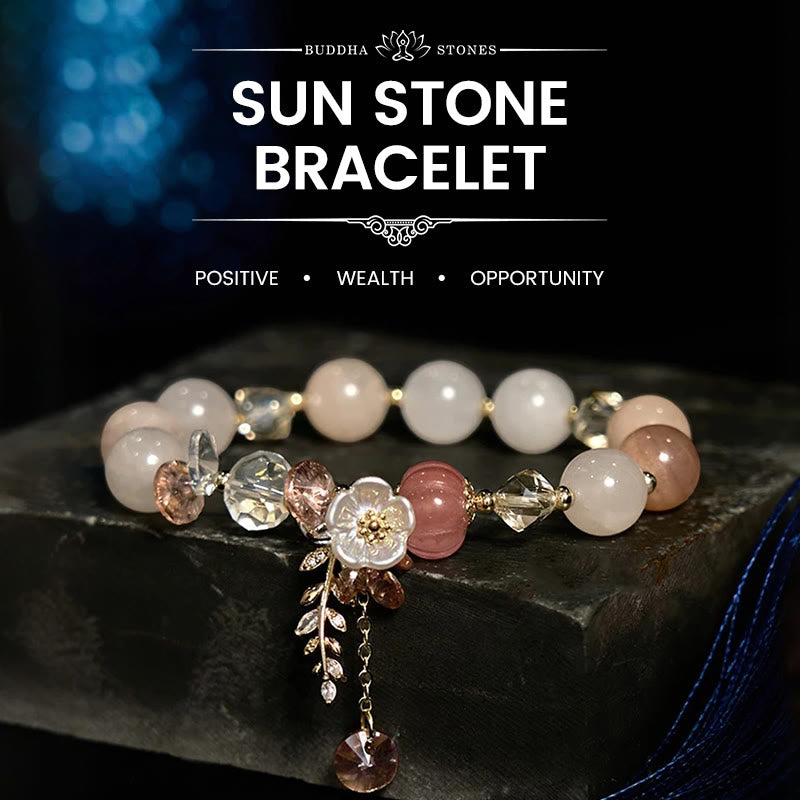 Foviel Blue Crystal Amethyst Sun Stone Green Aventurine Healing Bracelet