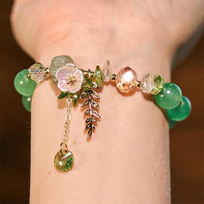Foviel Blue Crystal Amethyst Sun Stone Green Aventurine Healing Bracelet
