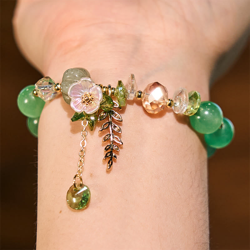 Foviel Blue Crystal Amethyst Sun Stone Green Aventurine Healing Bracelet