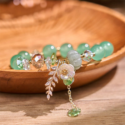 Foviel Blue Crystal Amethyst Sun Stone Green Aventurine Healing Bracelet
