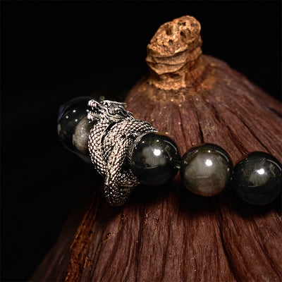 Foviel Silber Sheen Obsidian Drachenschutz Armband